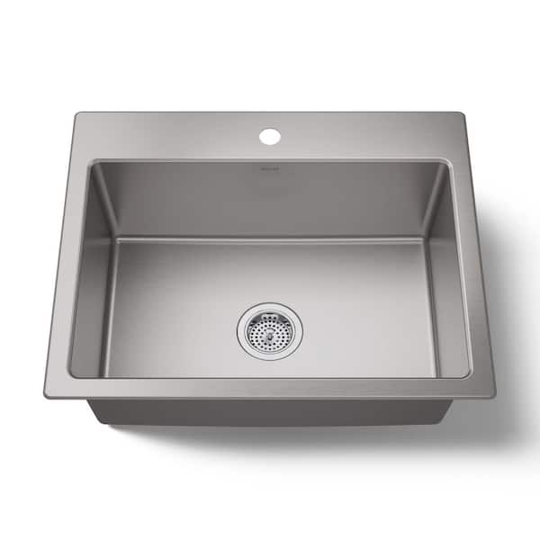 Cursiva Stainless Steel 27 in. Single Bowl Drop-In Kitchen Sink