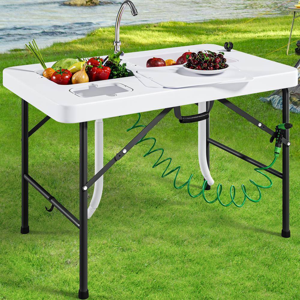 DEXTRUS 2inOne 40 in. Portable Folding Fish Cleaning Patio Dining