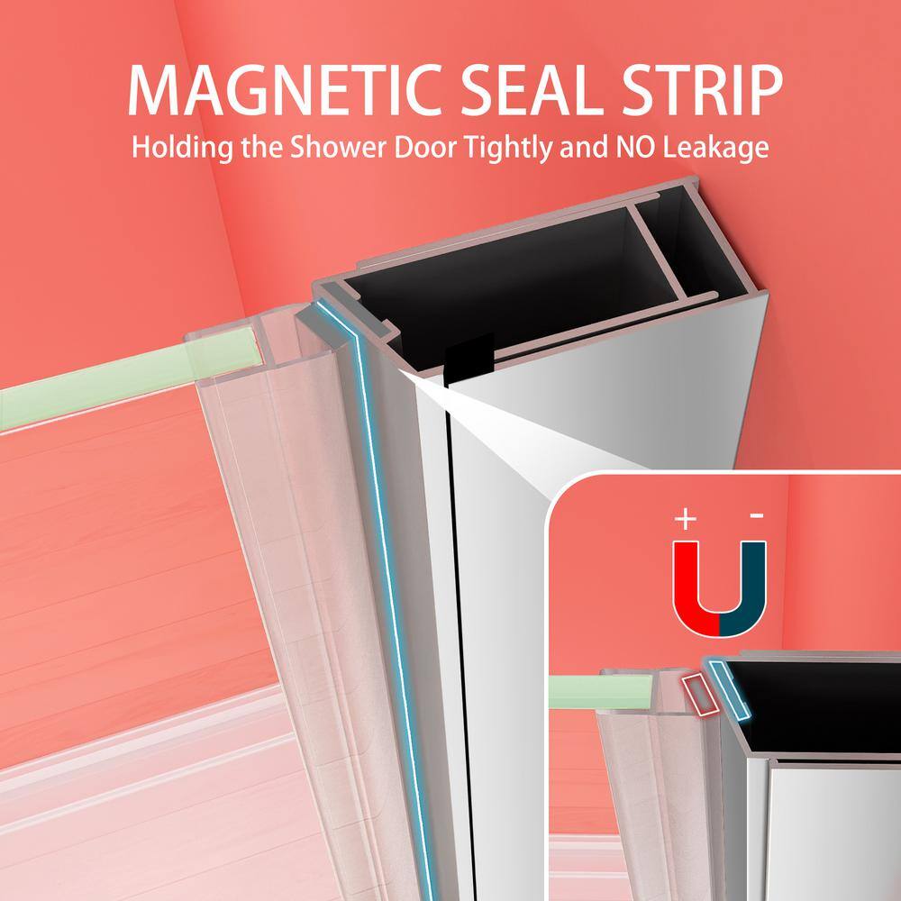 Matte Black 33'' Frameless Pivot Shower Door with Clear Glass