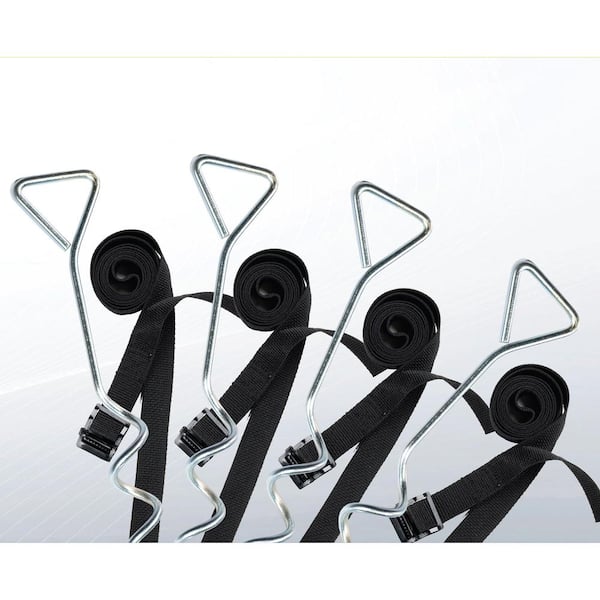 TrueShelter Anchor Kit 16 ft. x 8 mm x 3 in. 4 Steel Peg Anchors with Straps for Carport