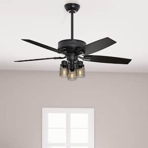 Bennett 52 in. Matte Black Ceiling Fan with 3-Light LED Light Kit and Handheld Remote Control