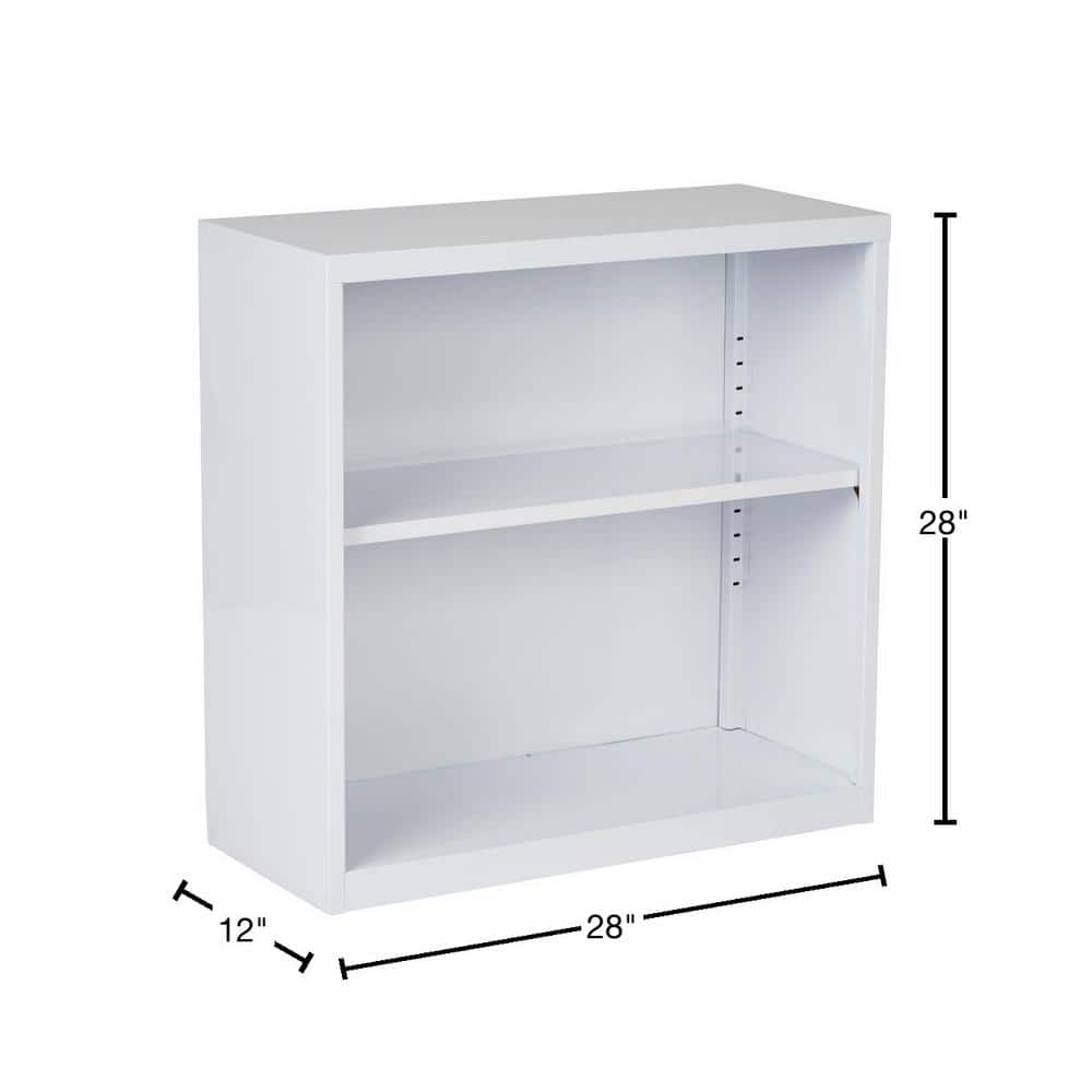 Adjustable White Metal Bookcase with Multi-Height Shelves