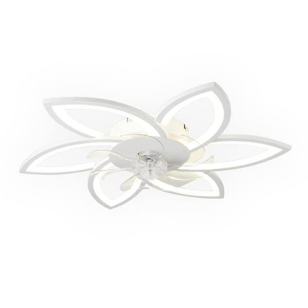HSC TECHNOLOGY INC Indoor Fan Blade 1.15 ft. White 29.53 in. Ceiling Fan with Light, 120-Volt, Dimmable with Remote and Exclusive Apps