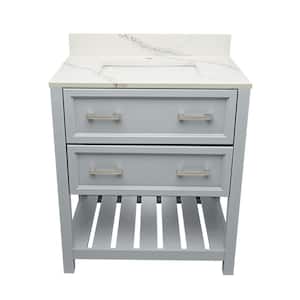 Tremblant 31 in. W x 22 in. D x 36 in. H Single Sink Bath Vanity in Grey with Calacatta white Quartz Top single hole