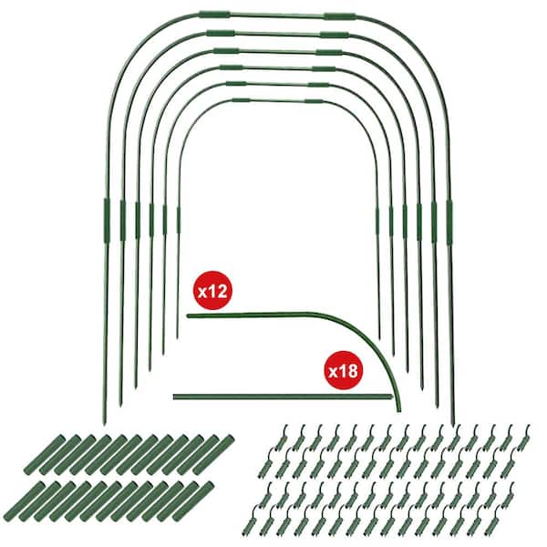 Enlarged Greenhouse Hoops Tunnel, Plant Support Garden Stakes, Plastic Coated Rust-Free Steel Pipe Hoop, 6pcs