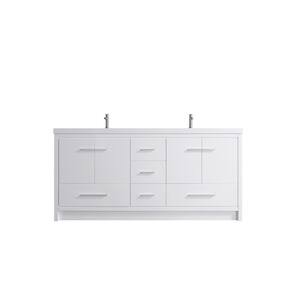 VSB Sintered Stone 70.75 in. W x 19.75 in. D x 35 in. H Double Sinks Freestanding Bath Vanity in White with Countertop