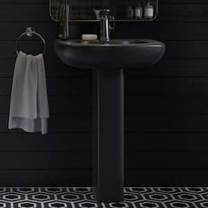 Chateau 2-Piece Ceramic Round Pedestal Sink in Matte Black