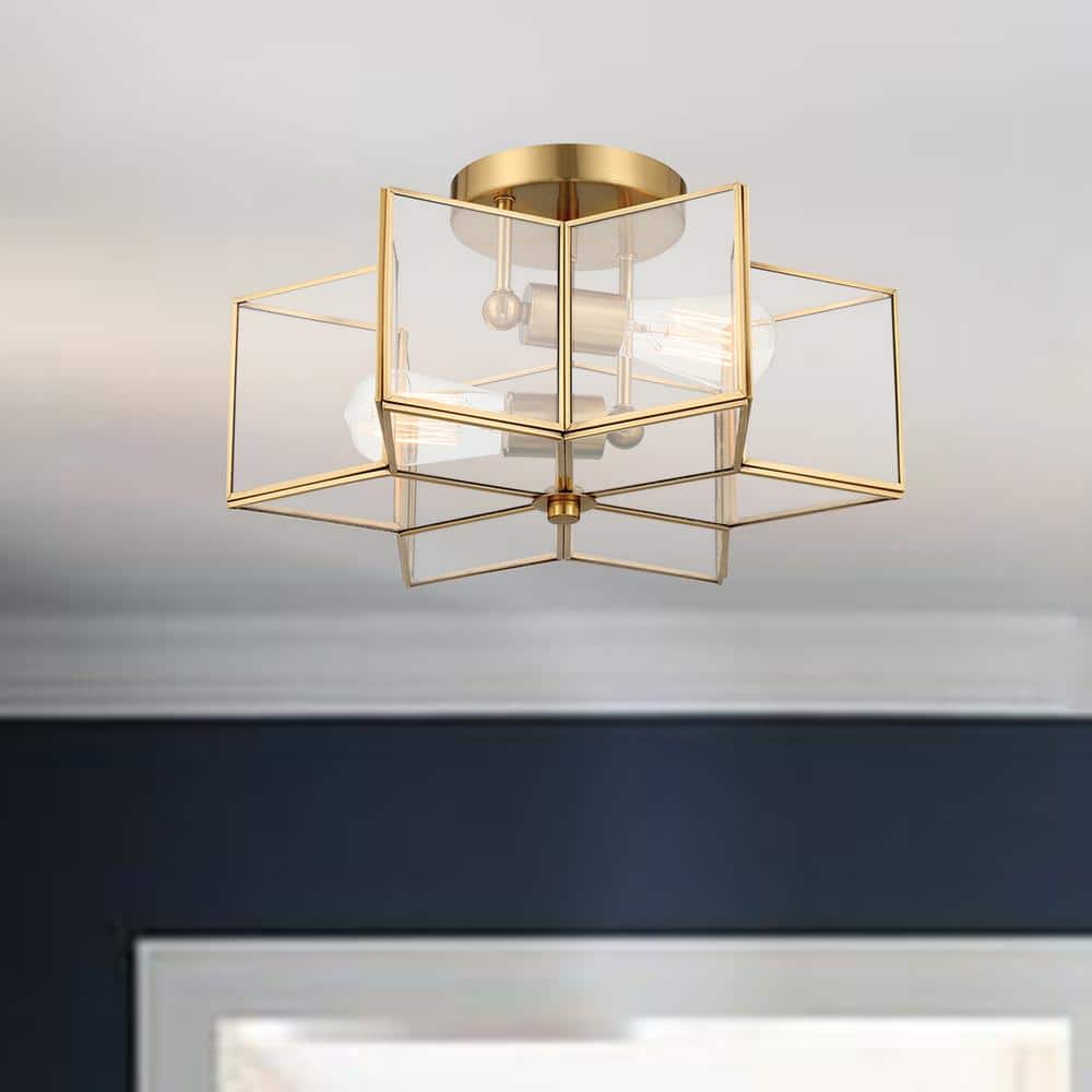 Brass Dust Star-Shaped LED Vanity Flush Mount Light 16.14''