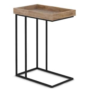 Gallagher Solid Mango Wood and Metal 18 in. Wide Rectangle Industrial C Side Table in Natural, Fully Assembled