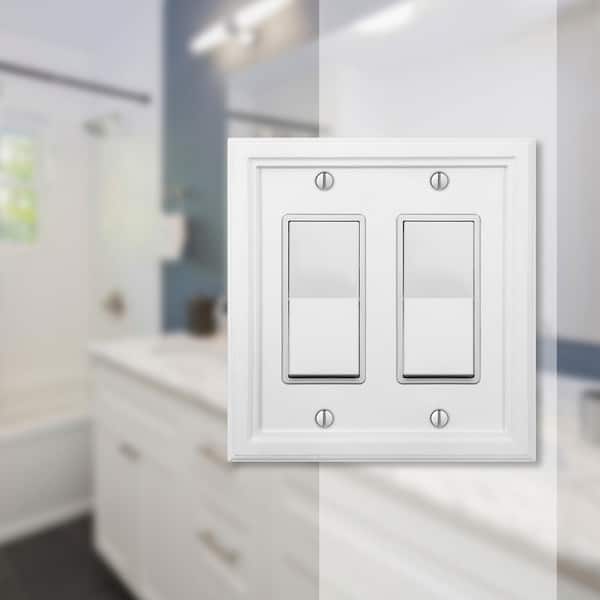 Elly 2 Gang Rocker Composite Wall Plate - White