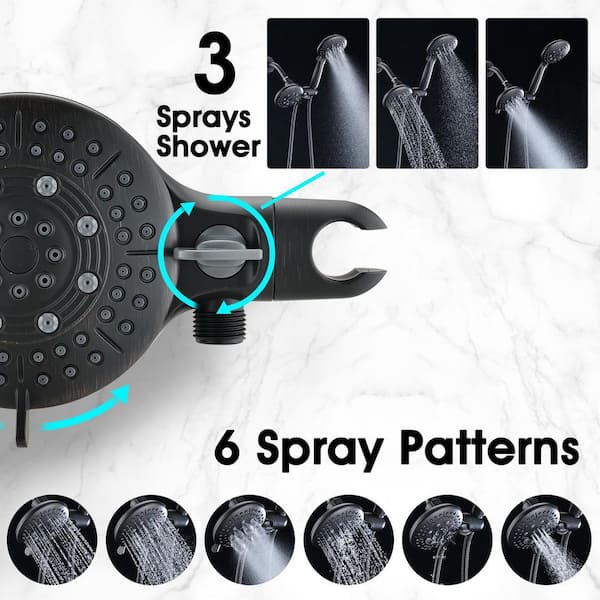 PROOX PRAE103ORB 5-Spray 8 in. Round Shower System Kit with Hand Shower and Adjustable Slide Bar Soap Dish in Oil Rubbed Bronze