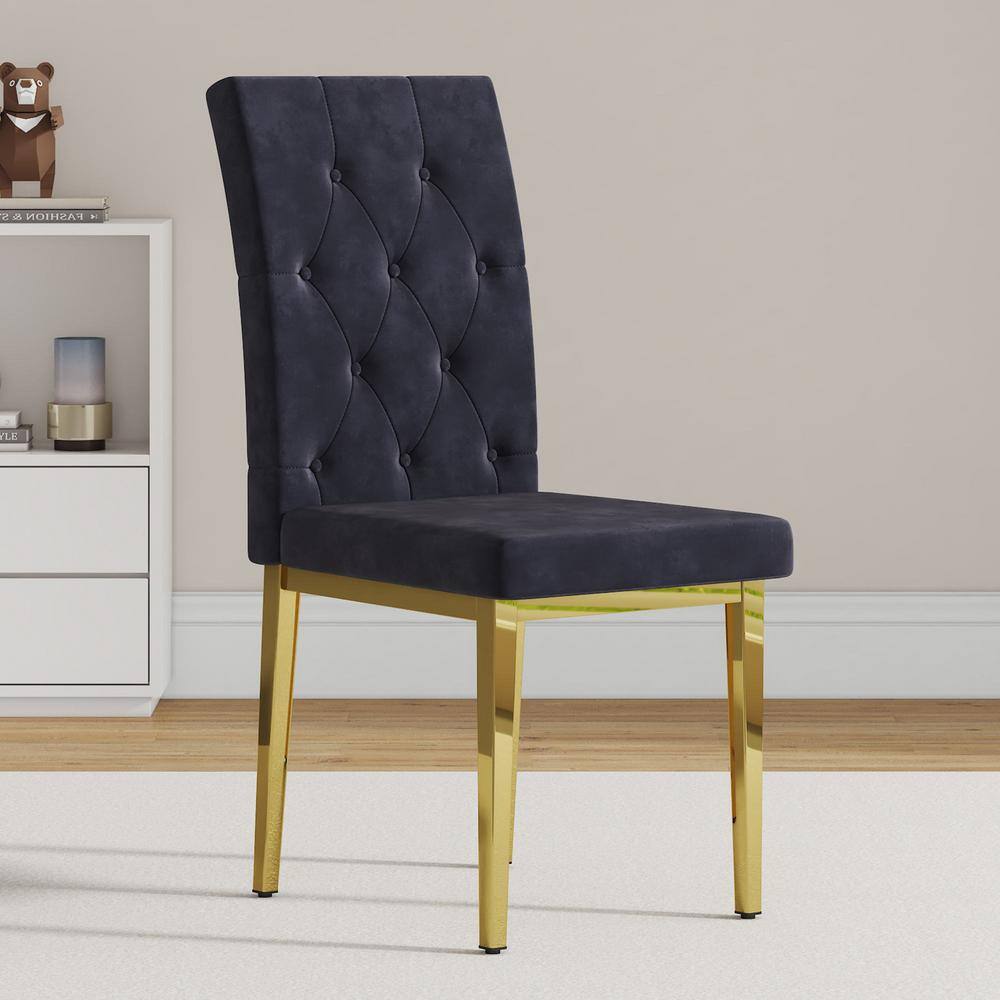 Modern Black Velvet Seat Dining Chairs Set of 4 for Kitchen, Living, Dining Room