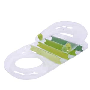 33.5 in. W Green Transparent Inflatable Pool Lounger with Cup Holders