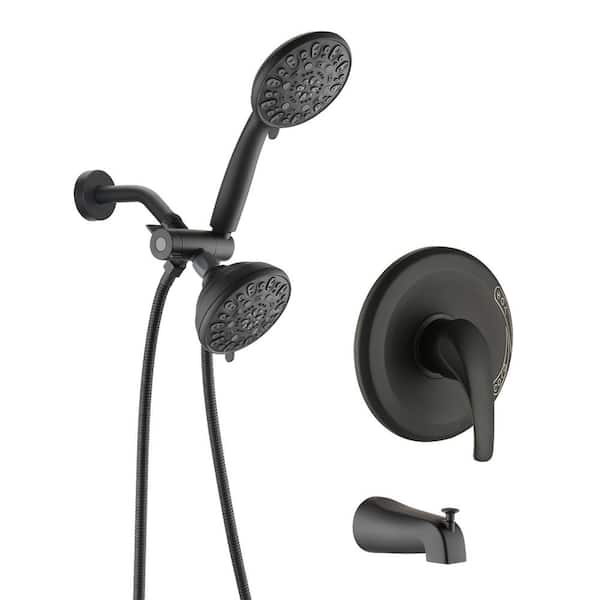 Unbranded Single Handle 3-Spray Tub and Shower Faucet 2.5 GPM, With 7 Spray Hand Shower in. Matte Black Valve Included
