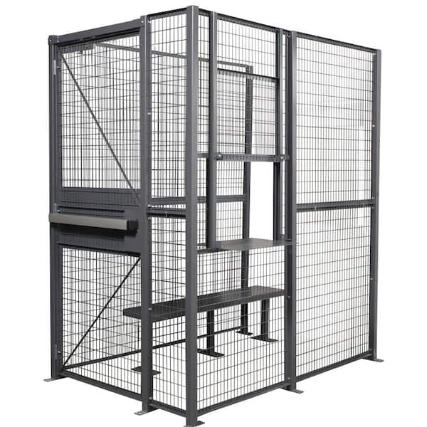 Vestil 78 in. x 101.25 in. x 54 in. Woven Gray Wire 3-Sided with Slide Up Service Window Driver Trucker Cage Machinery Guard