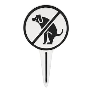 Pet Owner Courtesy Small Round No Dog Poop Round Cast Aluminum Yard Sign