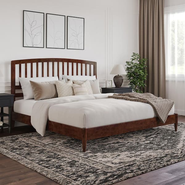 AFI Quincy Walnut Brown Solid Wood Frame King Low Profile Platform Bed