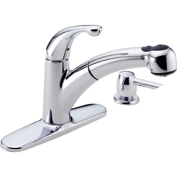 Delta Palo Single-Handle Pull-Out Sprayer Kitchen Faucet With Soap Dispenser in Chrome