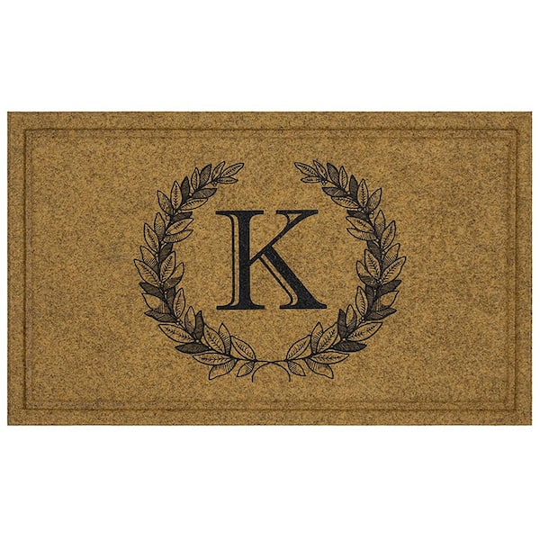 Mohawk Home Laurel Multi 18 in. x 30 in. Faux Coir Monogrammed K Door ...