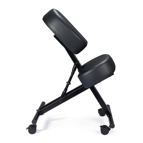 Dragonn (by Vivo) Wooden Rocking Kneeling Chair with Back Support, Black