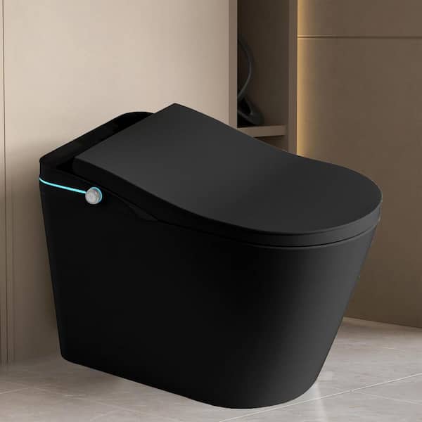 1.28 GPF Tankless Elongated Smart Bidet Toilet in Matte Black with Auto Flush, Heated Seat, Warm Air Dryer