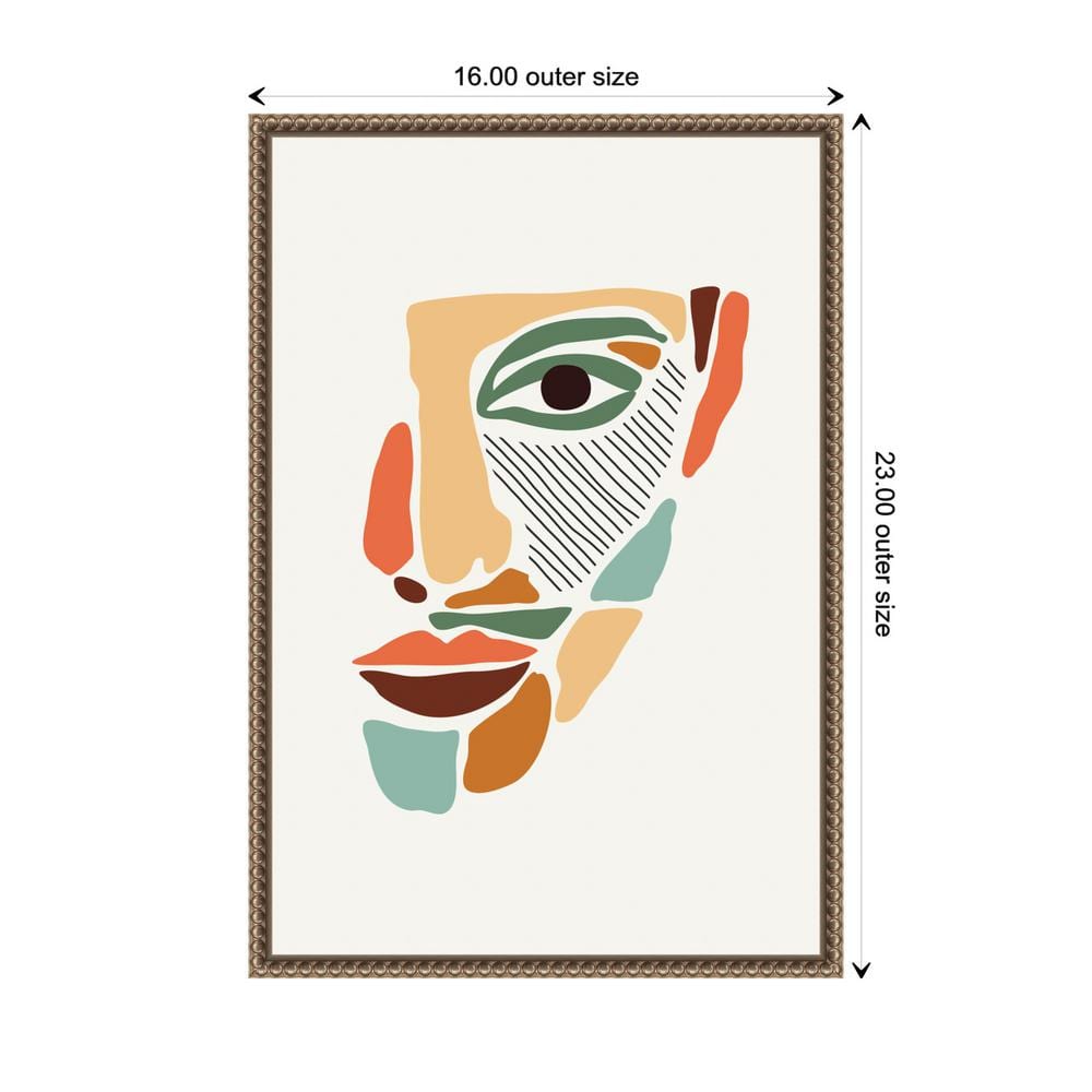 Colorful Abstract Faces Beaded Framed Canvas Wall Art 16 x 23-in