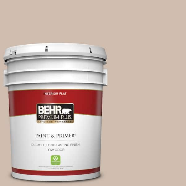 BEHR PREMIUM PLUS 5 gal. #N190-3 Windrift Beige Flat Low Odor Interior Paint & Primer