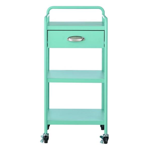 Home Decorators Collection Steel 1-Drawer Cart in Matte Blue