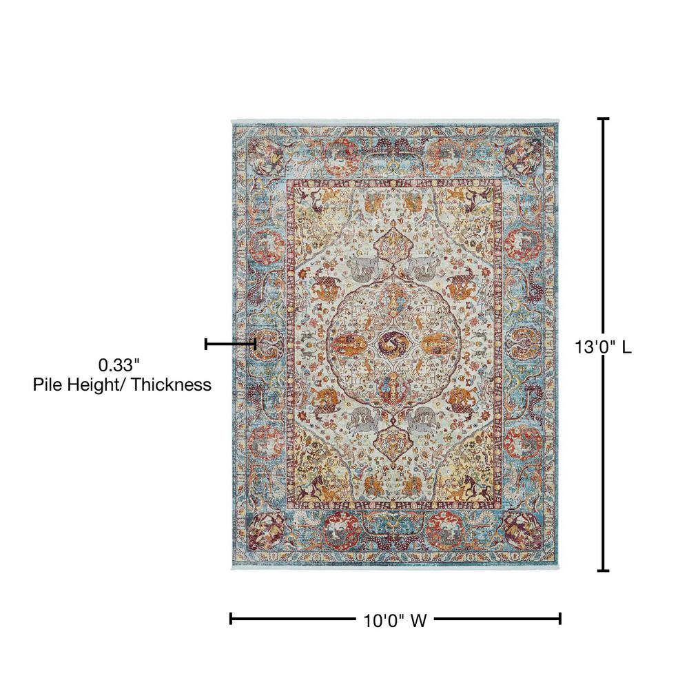 Reversible Easy-Care Synthetic Area Rug in Light Blue - 10' x 13'