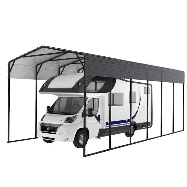14 ft. W x 30 ft. D Metal Carport for RV Car Canopy and Shelter in Gray