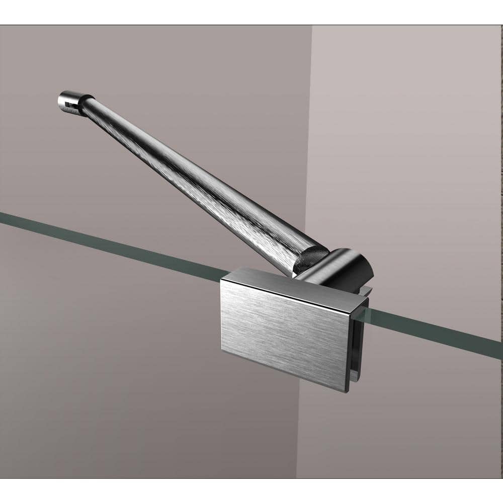 Belmore Frameless Hinged Shower Door with Clear Glass and Stainless Steel Hardware
