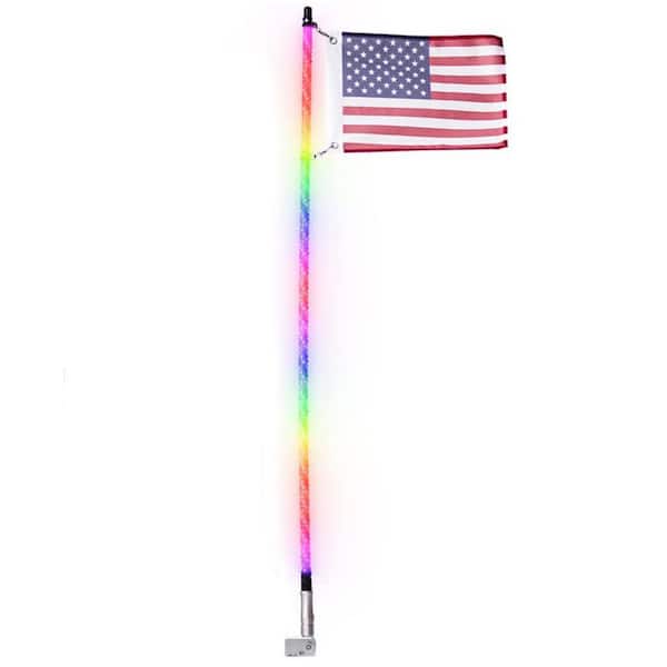 Master Tailgaters 5 ft. Truck LED Flag Pole Hitch Mount with Smartphone App Control with Spiral Chasing Lights