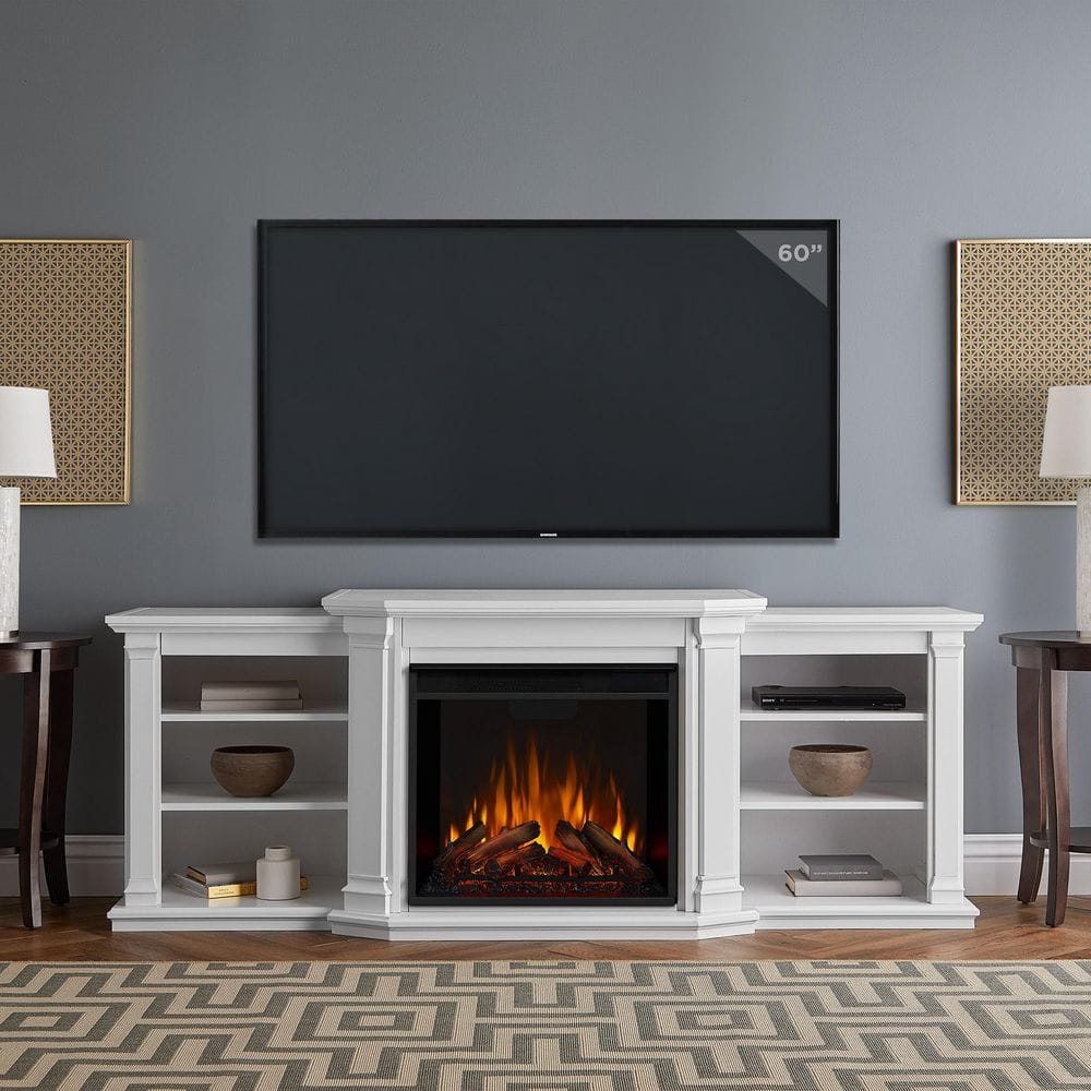 Valmont 74 in. Electric Fireplace TV Stand Entertainment Center in White price history on PriceWatchPro