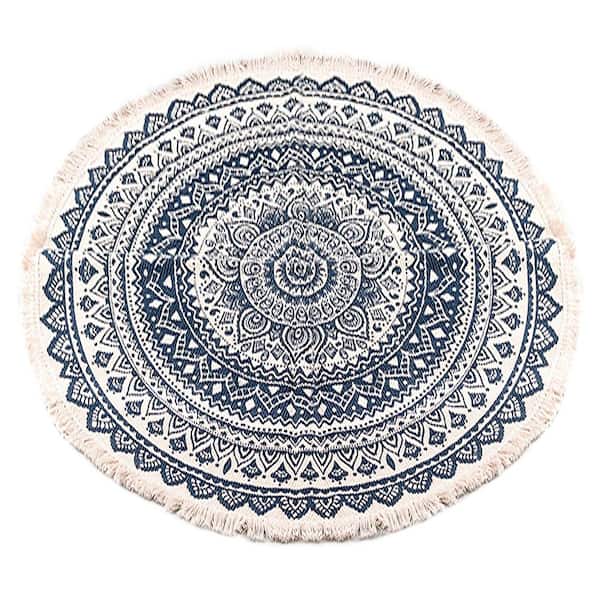 Unbranded Mandala Multicolor 3 ft.x 3 ft. Round Boho Area Rug