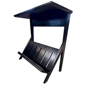 10 in. Black Finish Rectangle Acacia K End Table with Display Rack