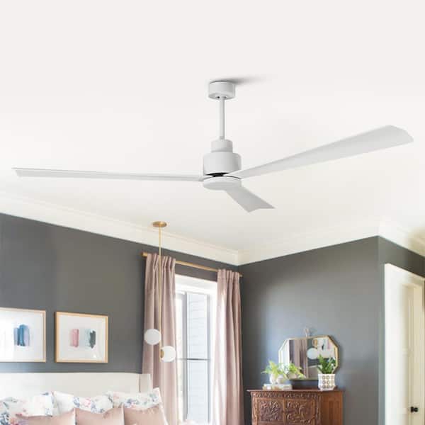 52 in. Indoor Modern Matte White Ceiling Fan with Remote Control and DC Reversible Motor