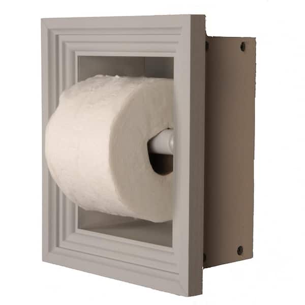 Unbranded Newton Recessed Toilet Paper Holder in Primed with Newport Frame in Gray