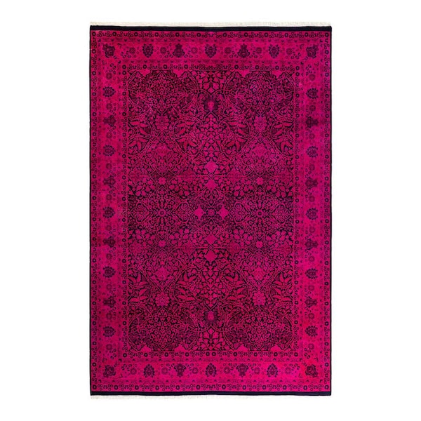 Overdyed Pink 6 ft. x 9 ft. Solid Wool Indoor Area Rug