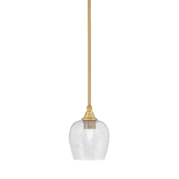 Unbranded Sparta 100-Watt 1-Light New Age Brass Shaded Pendant Light Mini Pendant with Smoke Bubble Glass and No Bulb Included