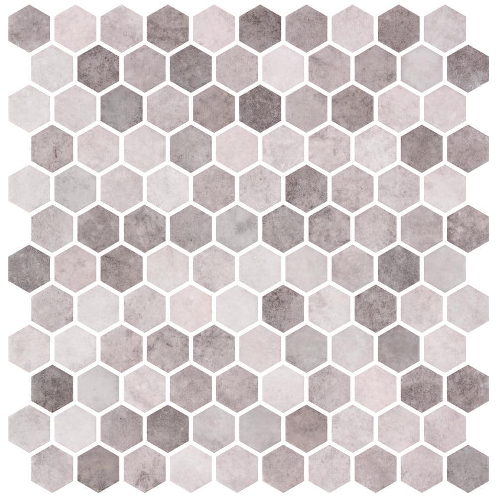 Trillion Krest Light Gray/Gray Glossy 4.5 in. x 8.25 in. Geometric Glass Mo