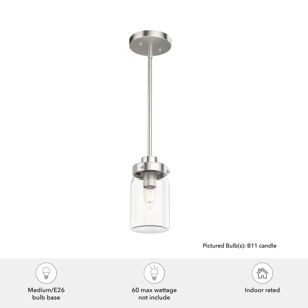 Rustic Farmhouse Mini Jar Pendant Light in Brushed Nickel