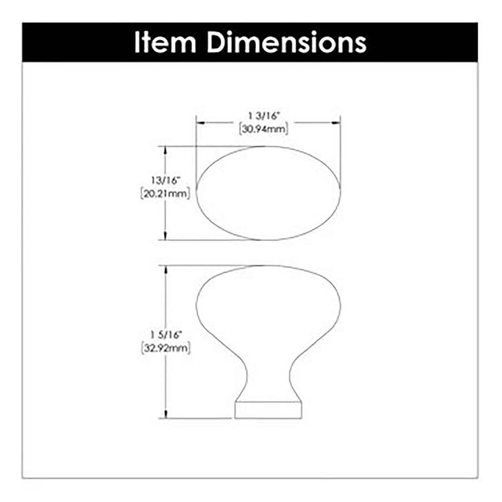 Satin Nickel Oval Cabinet Knob with Mounting Hardware