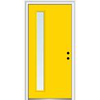 36 in. x 80 in. Viola Low-E Glass Left-Hand Inswing 1-Lite Clear Painted Steel Prehung Front Door