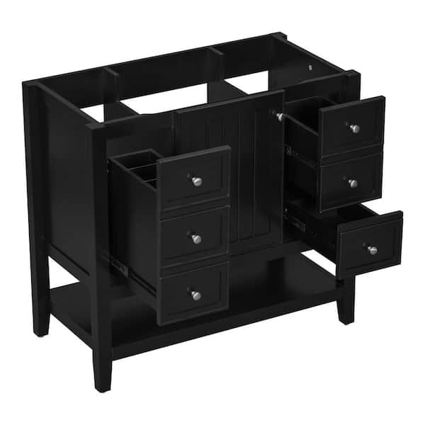 Unbranded 36 in. Freestanding Bath Vanity Cabinet without Top in Black with 1 Cabinet and 3 Drawers