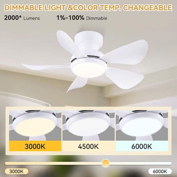 Surtime 36 in. Matte White Flush Mount Standard Ceiling Fan with