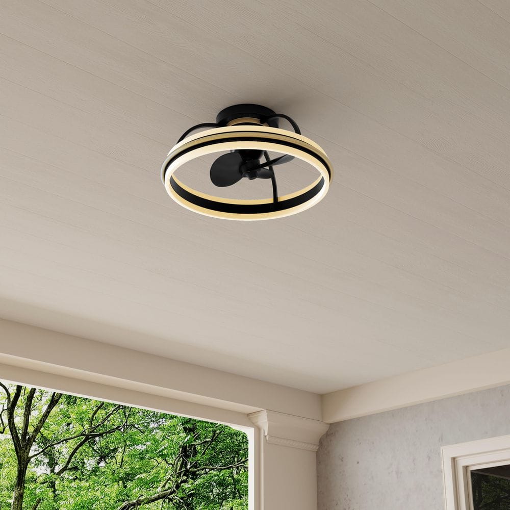 Burnett Collection 20.94 in. Indoor Outdoor 3-Blade Matte Black Modern Traditional Ceiling Fan with Bronze Accent price history on PriceWatchPro