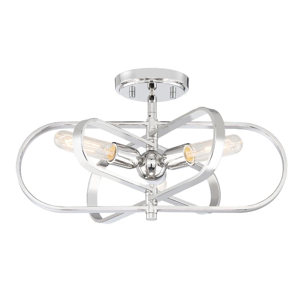Kenzo Polished Nickel Glass Semi-Flush Mount Ceiling Light