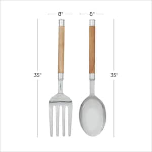 Aluminum Brown Spoon and Fork Utensils Wall Decor (Set of 2)