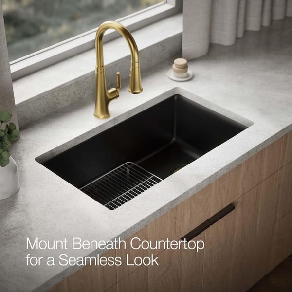 KOHLER Kennon 33 in. Drop-In 1-Hole Single Bowl Neoroc Granite