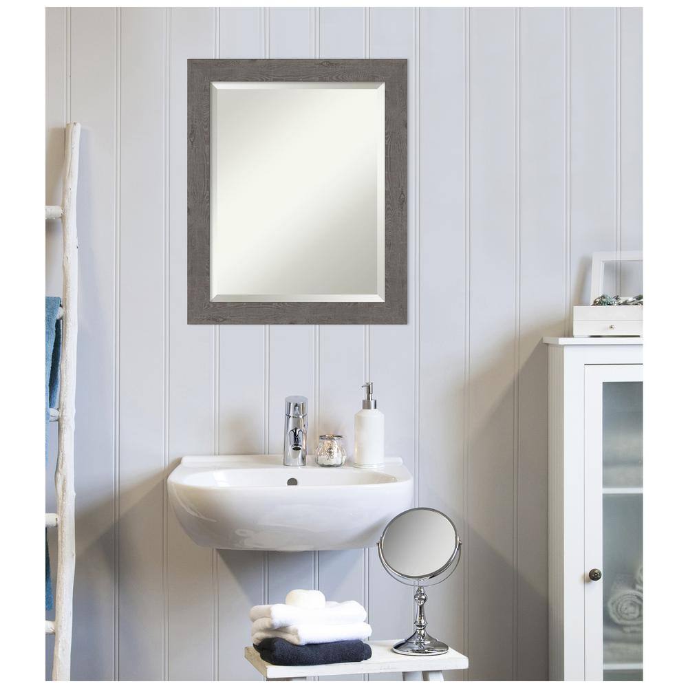 Rustic Grey Wood Framed Rectangular Bathroom Vanity Mirror
